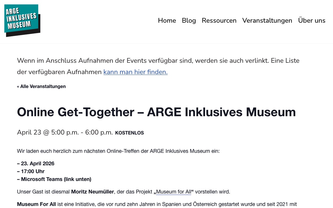 Screenshot of Event Announcement