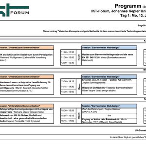 Screenshot of the Programm of the IKT Conference
